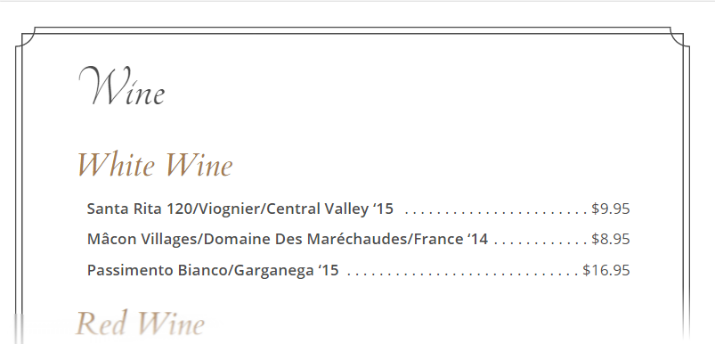 Wine List Example